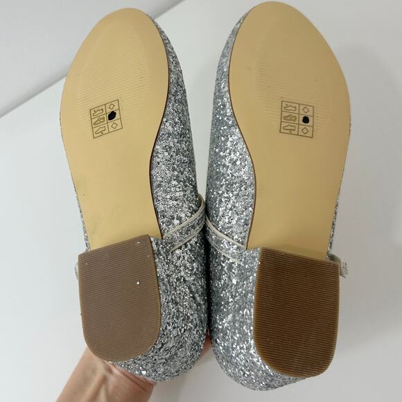 NEW J.Crew Crewcuts Girls Glitter Heel Mary Jane Shoes Silver Party Formal K4 - Picture 9 of 10